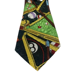 Ligano Tie Mens Multicolor Billiards Pool 8 Ball Novelty Hand Made Century Silk - Picture 1 of 7