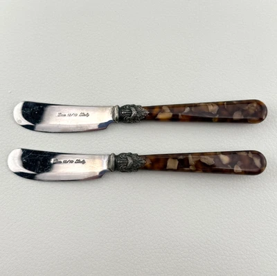 Juego de 2 cuchillos esparcidores de mantequilla mango plano de acero inoxidable EME Napoleon Tortoise 18/10 Foto 1 de 4