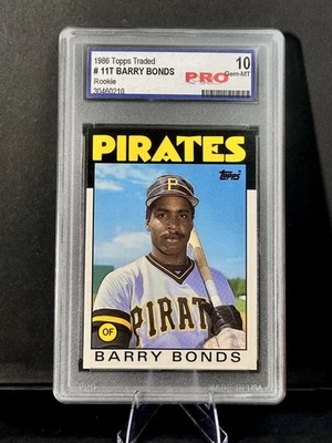 Tarjeta de novato Barry Bonds 1986 Topps negociada #11T (RC) PRO GEM MT 10 🔥🔥 ICÓNICA Foto 1 de 2