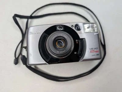 Canon Sure Shot 105 Zoom Date 35mm Point & Shoot Camera Flash Shutter Work As Is - Image 1 of 4