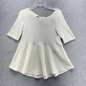Anthropologie Moth Damen XS Weiß Strick Schößchen Top Seidenmischung Elfenbein Neu - Bild 1 von 15