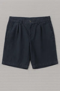 Pantalones Cortos de Lino para Hombre Talla 36 Azul Marino Estilo Tyler Calce Relajado Plisado Frontal Verano - Imagen 1 de 5