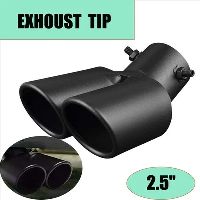 Silenciador de escape de doble salida para automóvil de 2,5 pulgadas con punta de extremo de tubo de escape de acero inoxidable Foto 1 de 4