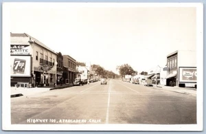 Postcard RPPC Atascadero CA Highway 101 Rexall Drugs 7UP Bakery Cars 1940s OS11 - Picture 1 of 2