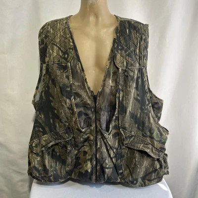 Vintage Mossy Oak Breakup Camo Turkey Hunting Vest Padded Shoulder Mens 2XL - Image 1 of 4