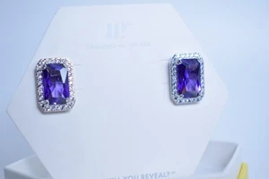 Bomb Party ER46616 Regal In Every Way Purple Topaz CZ on Rhodium Plating earring - Picture 1 of 4