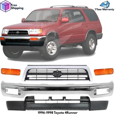 Front Bumper Chrome Steel & Grille Assembly Kit For 1996-1998 Toyota 4Runner Foto 1 de 4