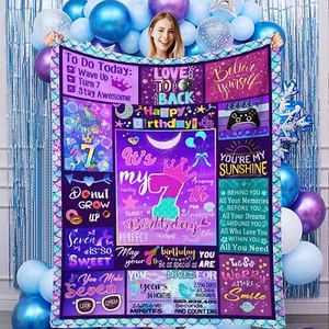 7-Year-Old Girl Birthday Blanket 50"x60" 7th Birthday Decoration Soft - Picture 1 of 8