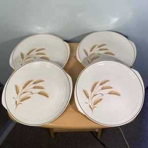 4 Edwin Knowles Golden Wheat Lugged Dinner Plates USA Ivory 40-4 Harvest Fall - Picture 1 of 7