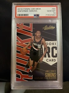 2018-19 Panini Absolute Memorabilia Anfernee Simons RC PSA 10 Portland Pop. 2 - Picture 1 of 2