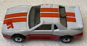 Vintage 1985 Matchbox Pontiac Fiero White with Orange Stripes