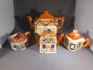 Vintage Cottage Ware 4 Independent Pieces Tea Pot Hand Painted Japan & England - Picture 1 of 12