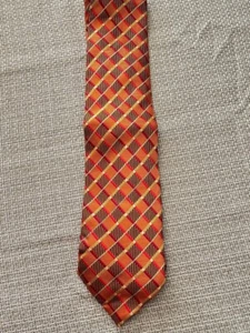 Charles Wain NY 100% Silk Stripes & Square Orange Red Gold Men's Necktie Tie - Picture 1 of 4