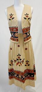 Vintage Kuchi BANJARA Ethnic HAndmade MIRRORED EMBROIDERY Skirt Vest Suit INDIA