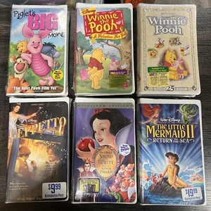 Vintage New Sealed Disney VHS Lot Snow White Little Mermaid Winnie The Pooh OOP  - Picture 1 of 6