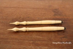 Wooden Pen Vintage Handmade Biro Calligraphy Stylus Antique Decor Gift Set of 2 - Picture 1 of 4
