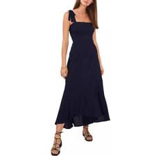 1.STATE Women's Cover Up Maxi Dress Navy Blue Size S Flowy Tie Bow Straps New