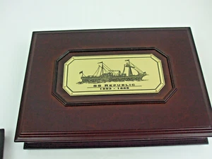 SS Republic 1853-65 Gold Plated Emblem Commemorative Wooden Storage Box for Coin - Picture 1 of 12