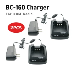2PC BC-160 Szybkie ładowarki do radia Icom IC F14 F24 F3011 F3021 F43 F9011 BC160 - Zdjęcie 1 z 12