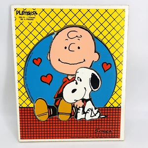 VTG 1958 MID-CENTURY PLAYSKOOL PEANUTS "BE A FRIEND" WOODEN PUZZLE CHARLIE BROWN - Picture 1 of 9