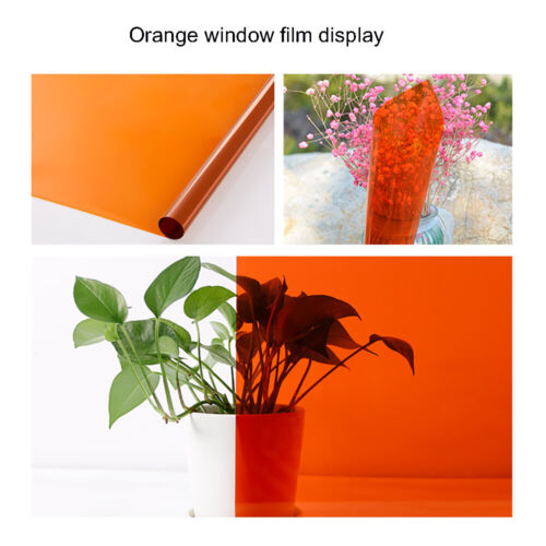 Orange Decorative Window Film Clear Stained Glass Self-adhesive Decoration Film