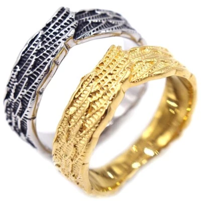 Vintage Angel Wings Feather Wedding Ring Titanium Men's Women's Biker Pinky Ring - Image 1 of 4