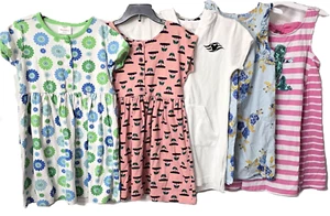 5pc Hanna Andersson Dress Lot 6 7 Floral Mickey Mouse Pink Blue Summer Spring - Picture 1 of 14