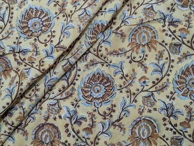 Traditional Indian 100% Cotton Hand Block Printed Dress Material Craft Fabric - Image 1 of 4