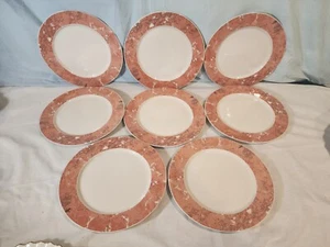 VILLEROY & BOCH Siena Dinner Plates, Set of 8 Salmon/Orange Marbelized, NICE! - Picture 1 of 16