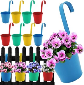 12 x Hängetopf bunt Kräutertopf Blumentopf Zaun Hängetöpfe Balkon Topf Hänger - Bild 1 von 3