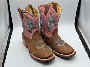 Red Hawk Boot Co. Girl's Camel Floral Western Boots /Little Kids Size 1 - Picture 1 of 7