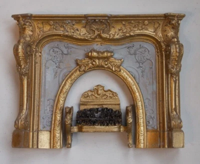 Dolls House Ornate Fire Place Blue / Gold 1 / 12 Th Scale - Image 1 of 3
