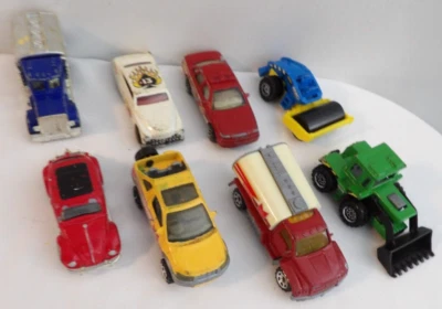 8 VTG MATCHBOX DIE CAST CARS TRUCKS FIRE VW LAND ROVER LOADER ROLLER PETERBILT + - Image 1 of 4