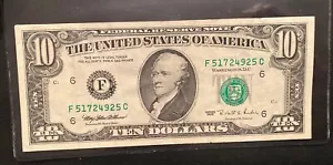 1995 $10 Ten Dollar Bill Federal Reserve Note Atlanta GA. Vintage Old Currency - Picture 1 of 2