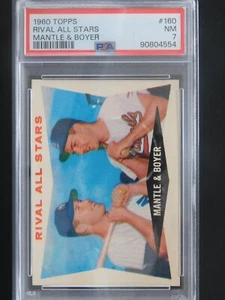 1960 Topps Baseball Card #160 Mantle & Boyer (NM) PSA 7 - Picture 1 of 2