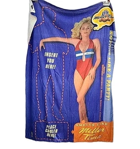 Telo mare vintage Miller Lite "Odora di festa" anni 90 Miller Time 66x46" - Foto 1 di 7