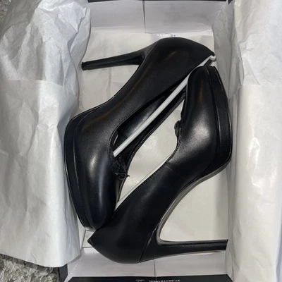 Nine West High Heel Pumps Women’s 5.5M NW Quabree Black Leather Slip-On EUC - Image 1 of 4