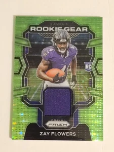 Tarjeta AFILADA Zay Flowers RC Rookie Gear 2023 Panini Prizm # RG-ZF Baltimore Ravens - Imagen 1 de 5