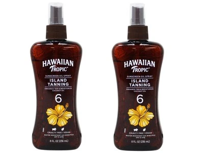 Aceite protector solar bronceador Hawaiian Tropic Island spray FPS 6 aceite de coco 8 OZ paquete de 2 Foto 1 de 4