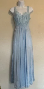 Vintage 1970s Eyefuls Maxi Slip Dress M Baby Blue Long Lace Dainty Coquette - Picture 1 of 8