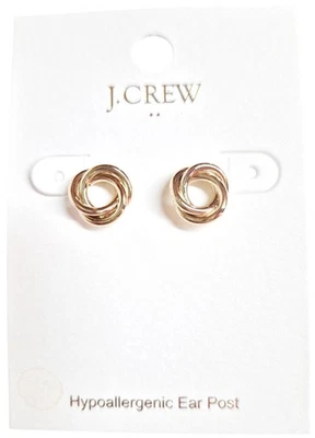 J.Crew Factory Gold Basket Circle Stud Earrings in Gold Brass CC849 New with Tag Foto 1 de 4