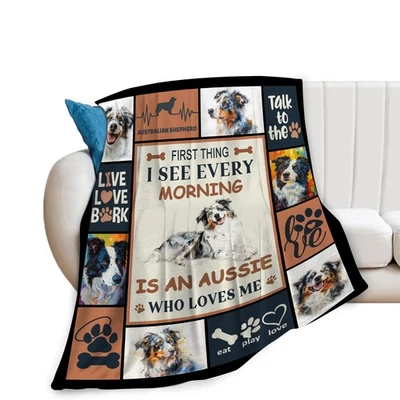 Manta para perro pastor australiano 40x50 pulgadas suave felpa polar franela decoración Foto 1 de 4