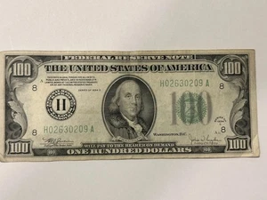 $100 Hundred Dollar Bill Series 1934C Federal Reserve Note - Bank Of St Louis D2 - Picture 1 of 2