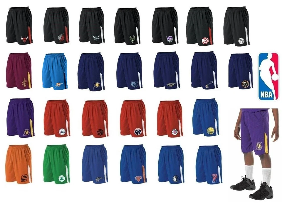 MEN'S SHORTS w/ NBA OFFICIAL LOGO, MOISTURE WICKING, DRAWCORD, LIGHTWEIGHT S-2XL - Image 1 of 1