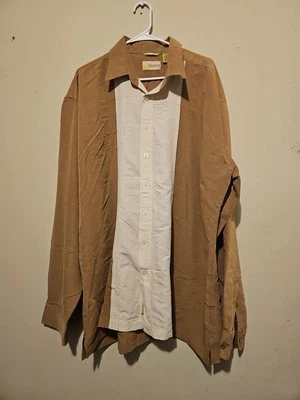 Cubavera Cuban Style Tan /Off White Camp shirt xxl  - Image 1 of 3