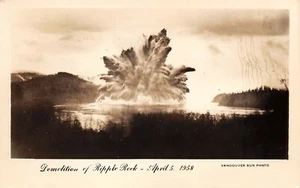 Abriss von Ripple Rock 5. April 1958 Explosion Seymour Narrows, BC RPPC Postkarte - Bild 1 von 2