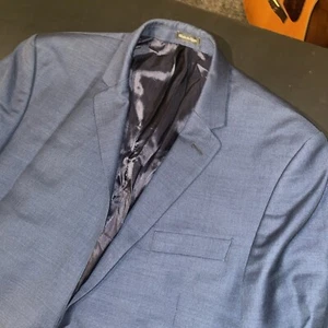 Alexandre London Savile Row Blazer Jacket Size 44L Wool Poly Navy Blue - Picture 1 of 20