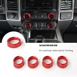 4x Interruptor de audio de aire acondicionado perilla decoración anillo moldura para Ford F150 2016-2019 rojo - Imagen 1 de 7
