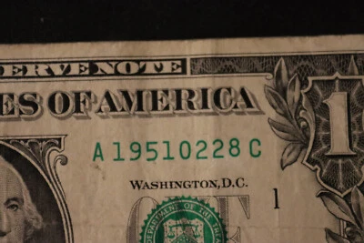 [FEB 28, 1951] ONE DOLLAR FANCY BIRTHDAY NOTE  SN A 19510228 C - Image 1 of 3