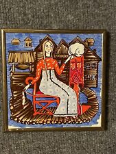Vintage Hand Painted Tile Wall Hanging Traditional Dress Women Bulgaria
